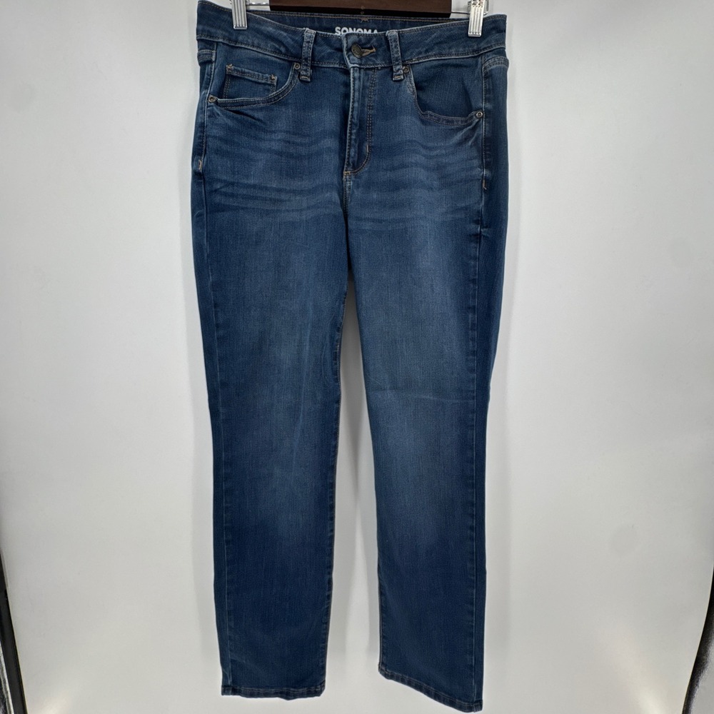 Sonoma Goods For Life Curvy Straight Jeans Womens 6R Blue Denim Cotton Mid Rise